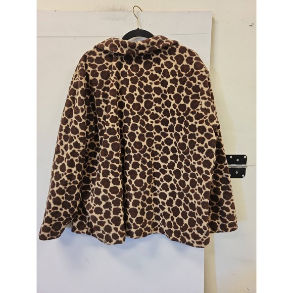 Route 66 Womens 3X Jacket Leopard Print Fleece Brown Tan Plus Size Coat Top - Picture 3 of 14